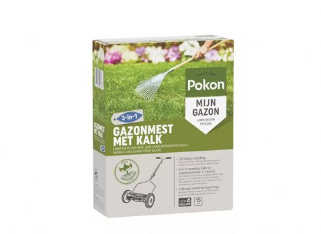 Pok. 3-in-1 gazonmest met kalk 15m²